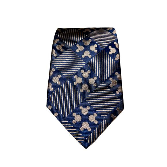 Disney Mickey Mouse Midnight Blue and Copper Tie 100% Silk 57"x3.75" - Picture 3 of 6